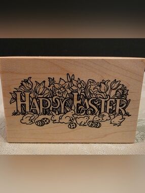 Happy Easter Vintage Wood Mounted Rubber Stamp PSX Designs Model G-830